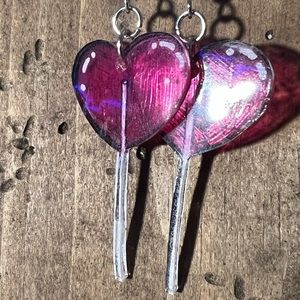 Pink Heart Lollipop Earrings
